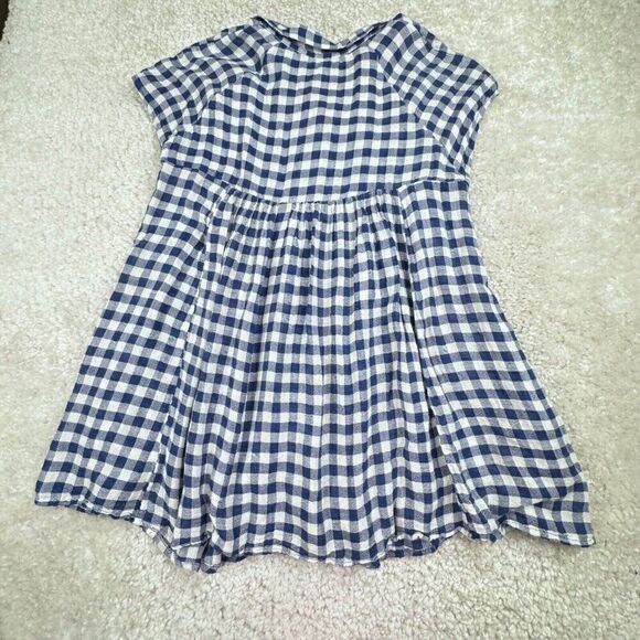 Free People New Spring Love Gingham Blue Plaid Tunic Top - Picture 3 of 11